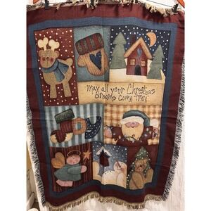 Christmas Tapestry Throw Blanket May All Your Christmas Dreams Come‎ True Santa